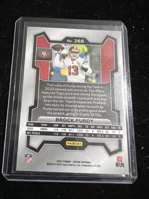 CARTE DE BASE 2023 Panini Prizm Brock Purdy 266 49ers De San Francisco