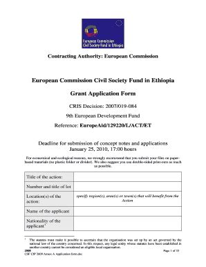 Fillable Online Eeas Europa Eidhr Ethiopia Application Form Fax Email