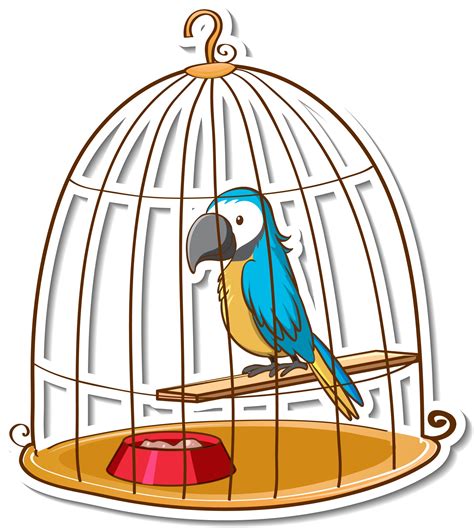 A Parrot Bird In A Cage Sticker 2861143 Vector Art At Vecteezy