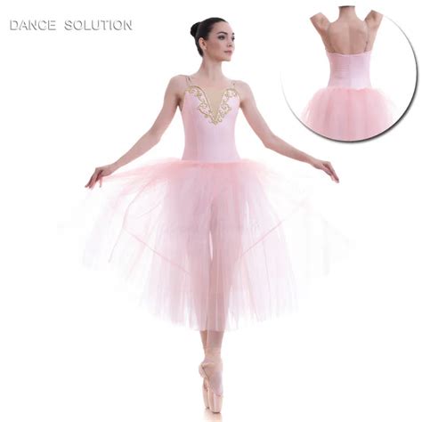 Pale Pin Spandex Bodice Ballet Costume Long Romantic Tutu Women And Girls Ballet Tutu Ballerina