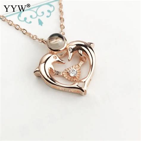 Rose Gold Silver Color Double Dolphin 100 Languages I Love You Love