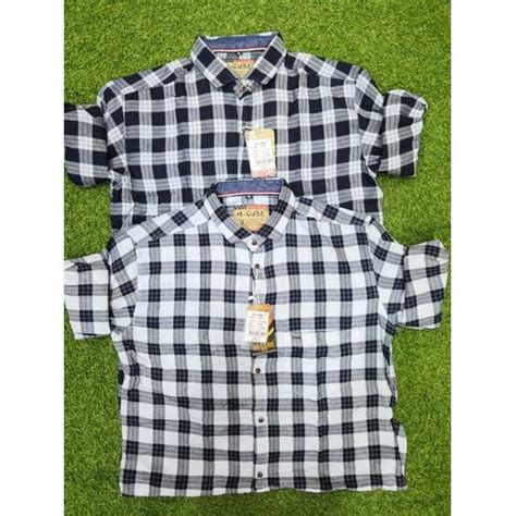 Collar Neck Casual Wear Mens Cotton Check Shirt Hand Wash Machine Wash