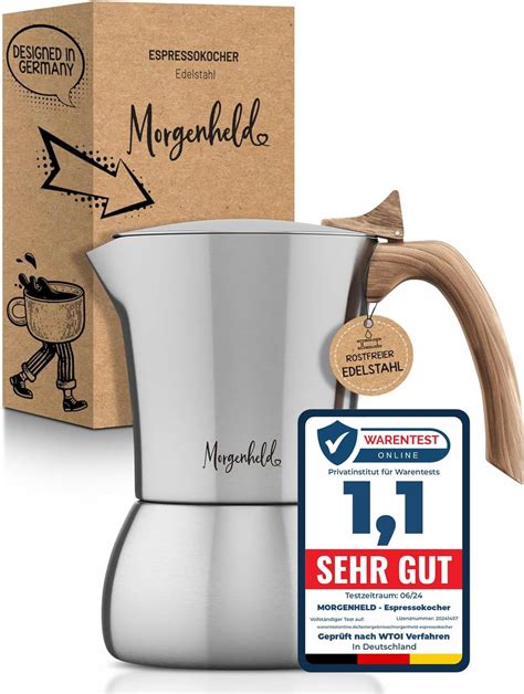 Amazon de Morgenheld Premium Edelstahl Espressokocher klein für 4