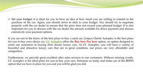 Ppt Tips For First Time Car Buyer Buying A Used Luxury Car Powerpoint