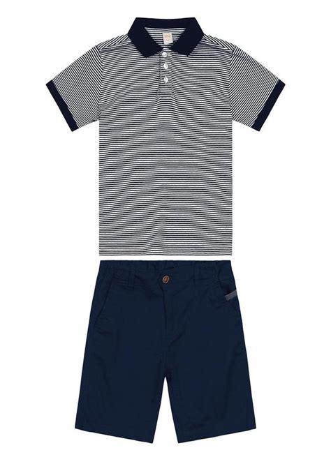 Conjunto Infantil Polo Bermuda Branco Trick Nick