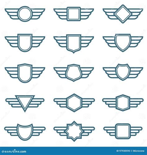 Eagle Wings Army Vector Badges Aviation Wing Labels Stock Vector