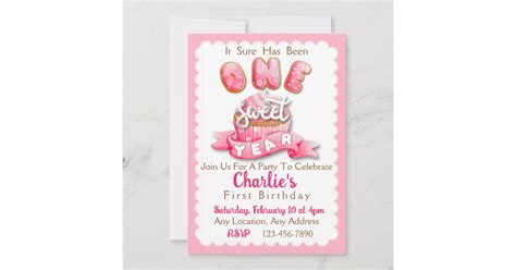 One Sweet Year First Birthday Party Invitation Zazzle