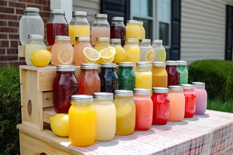 Lemonade Stand With A Variety Of Flavors Including Traditional