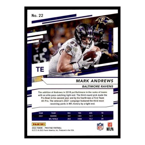 2022 Panini Prestige 22 Mark Andrews Baltimore Ravens Football Card EBay