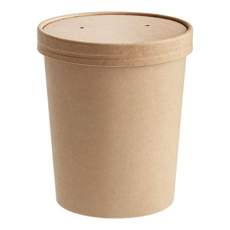 Choice Oz Kraft Poly Coated Paper Food Cup With Vented Paper Lid