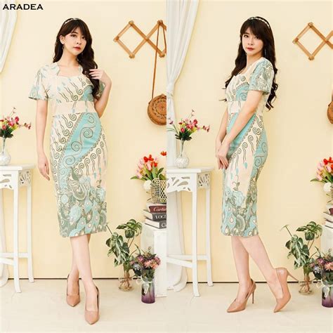 Jual Evercloth Aradea Dress Batik Modern Wanita Gaun Terusan Jumbo