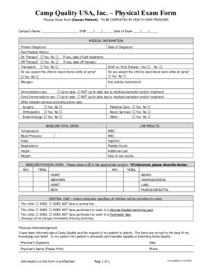 Fillable Online Friendlypines Camper Physical Formcamper