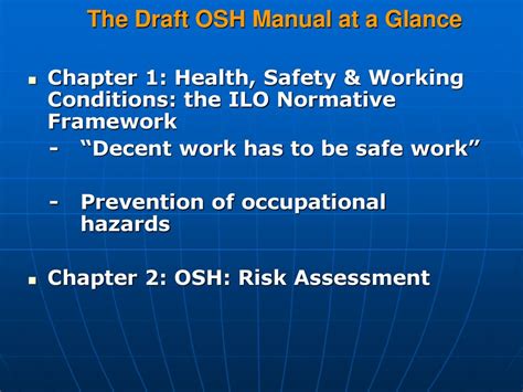 General Presentation On Draft Manual On Union Training On Osh Ppt