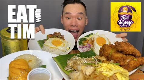 Thai Food Mukbang Pad Thaifried Chickengrilled Pork Eat With Tim Ep