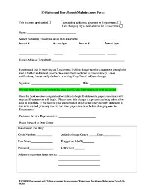 Fillable Online E Statement Enrollment Maintenance Form Fax Email Print