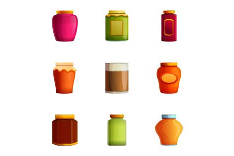 Fruit Jam Jar Icon Set Cartoon Style Graphic By Nsit0108 Creative