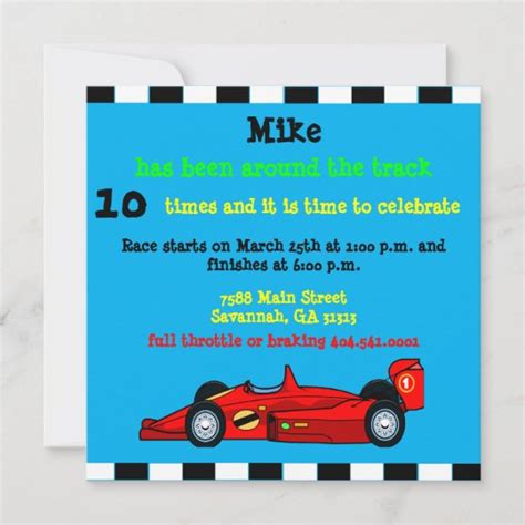 Race Car Birthday Announcement