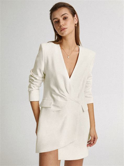 Asymmetrical Deep V Wrap Blazer Dress In Blazer Dress Dresses