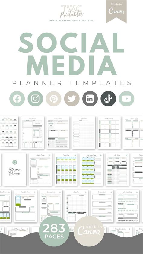 Canva Template Social Media Planner Social Media Content - Etsy ...