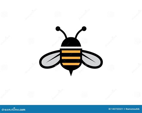 Honey Bee With Wings Paws Eyes And Antennae Vector Flat Flying Yellow