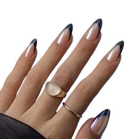 Paznokcie Sztuczne Tipsy Migdał Nude Czarny French Różowe Beż Samoprzylepne 5906574507783