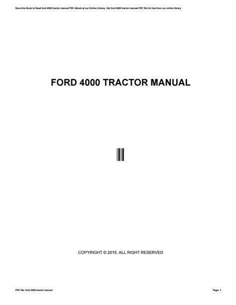 Ford 4000 tractor manual by xf44 - Issuu