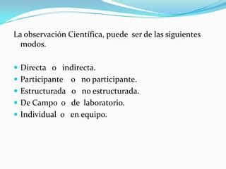 Tipos de observación PPT