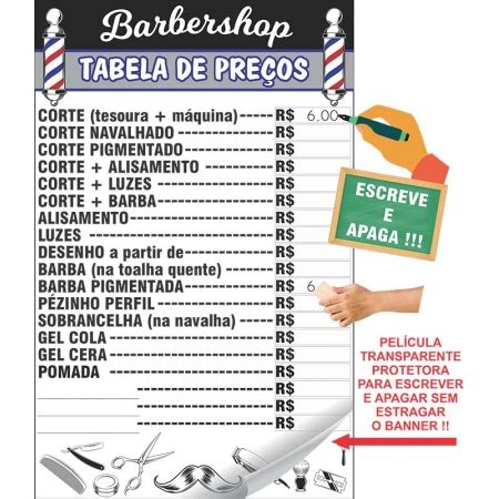 Banner Barbearia Tabela De Pre Os Escreve E Apaga Especial