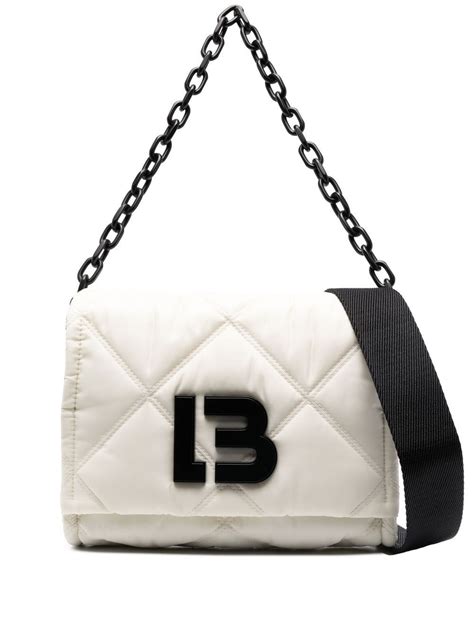 Bimba Y Lola Logo Plaque Quilted Shoulder Bag Neutrals Editorialist