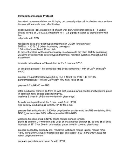 Immunofluorescence Protocol