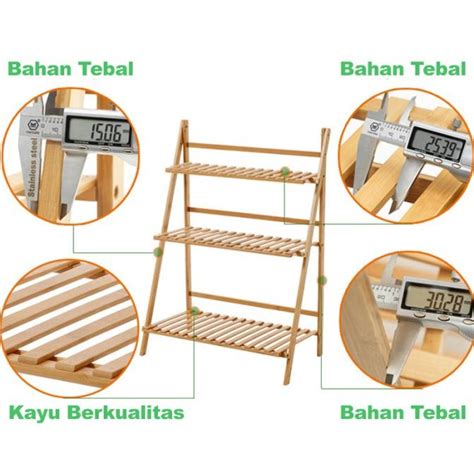 Jual Mainland Rak Tanaman Bunga Kayu Lipat Susun Wood Plant Stand