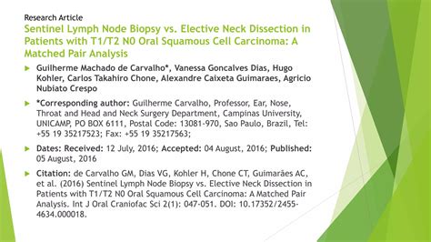 Sentinel Lymph Node Biopsy Vs Elective Neck Dissection In Patients