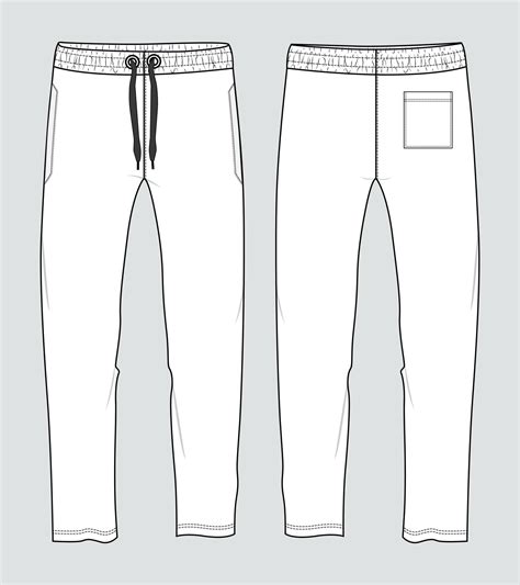 Sweatpants technical fashion flat sketch vector illustration template ...