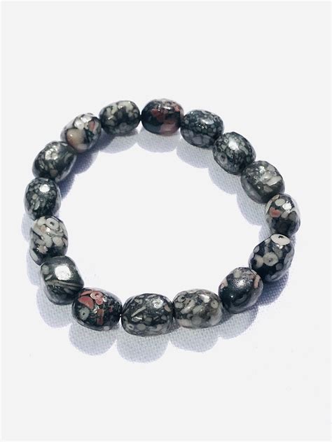 Tumbled Stone Bracelets Wholesale Fossil Shell Jasper Tumbled Stone