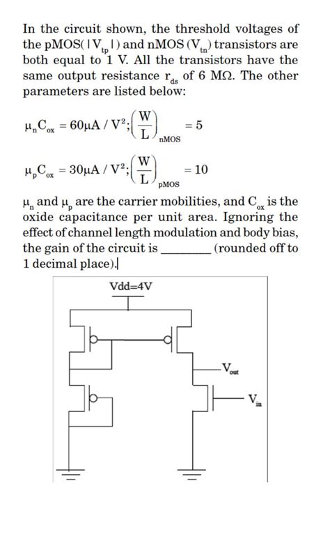 Solved In The Circuit Shown The Threshold Voltages Of The