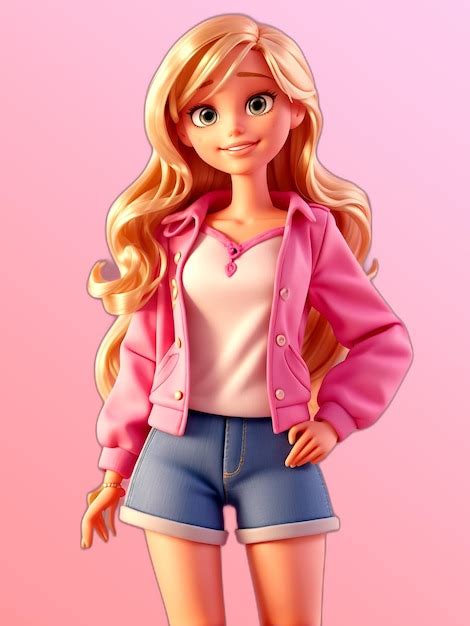 Premium Ai Image Pretty Blonde Barbie In A Pink Dress