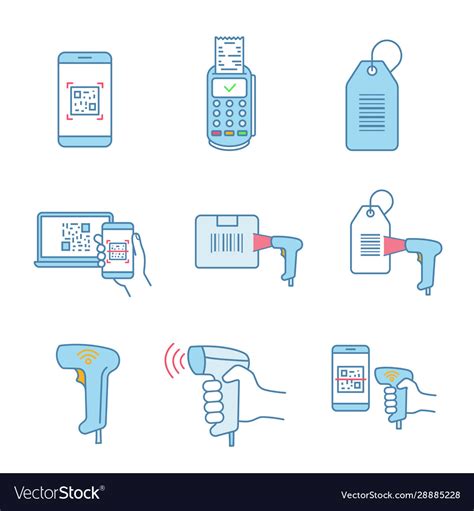 Barcodes Color Icons Set Royalty Free Vector Image