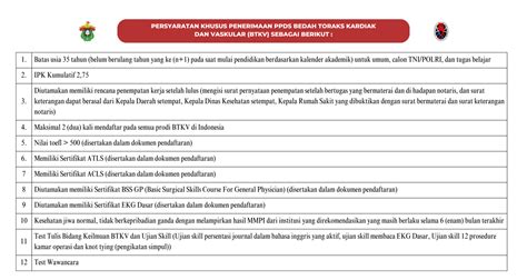 Persyaratan Khusus Penerimaan Ppds Prodi Bedah Toraks Kardiak Dan Vaskular