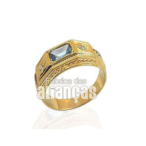 Anel De Formatura Masculino Em Ouro Amarelo 18k 0 750 FA 016 N