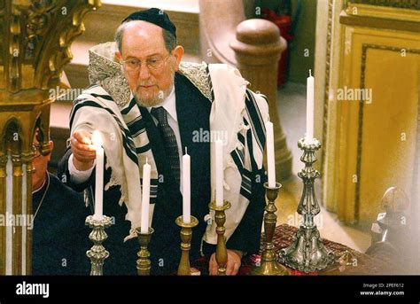 Romania S Chief Rabbi Menahem Hacohen Lights The First Of Six Candles