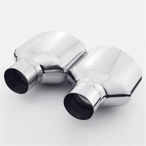 Pair Inlet Slant Stainless Steel Rolled Edge Oval Exhaust Tip For