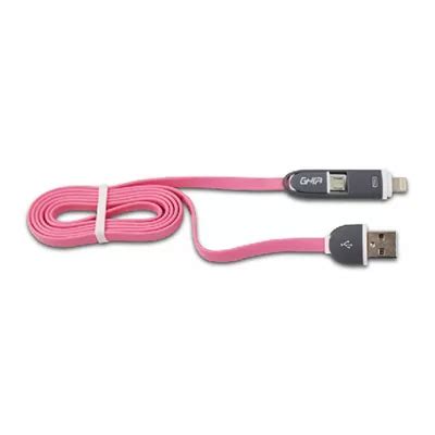 Cable De Datos Ghia USB Macho A Lightning Micro USB Macho 1 Metro Rosa