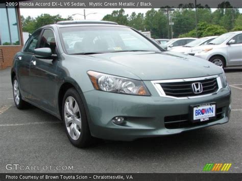 Mystic Green Metallic 2009 Honda Accord Ex L V6 Sedan Black