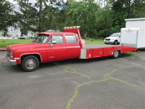 1989 Chevrolet 3500 Crew Cab Silverado Ramp Truck Flatbed Car Hauler