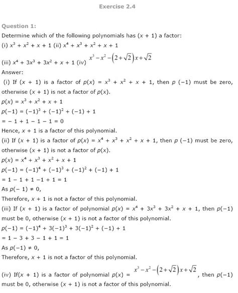 Polynomials Class 9 Mathematics Ncert Solutions