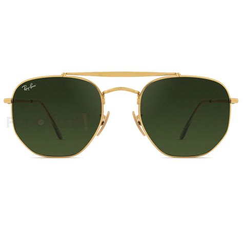 Óculos de Sol Hexagonal Ray Ban Marshal Dourado e Lente G15 RB3648