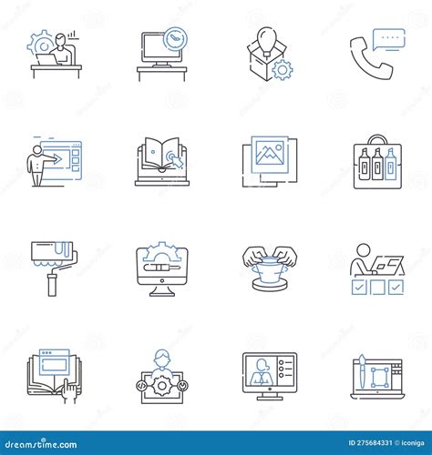 Training Line Icons Collection Fitness Development Learning