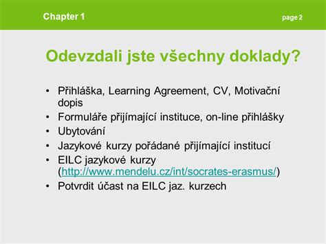 LLP Programme ERASMUS Informace pro vyjíždějící studenty v zimním