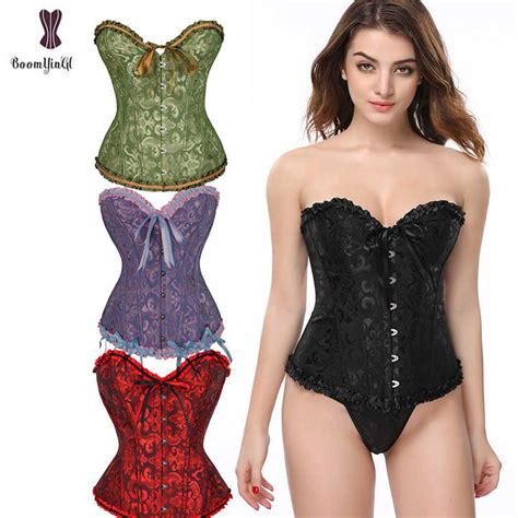 10 Colors Latex Women Wearing Lingerie Sexy Corsets And Bustiers Gothic Green Jacquard Burlesque