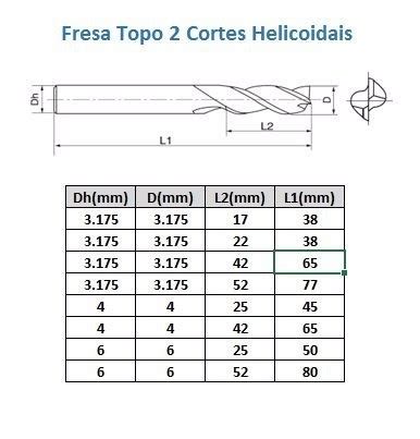 Fresa Topo Cortes Helicoidais Mm X Mm Metal Duro Cnc Tdtec Td